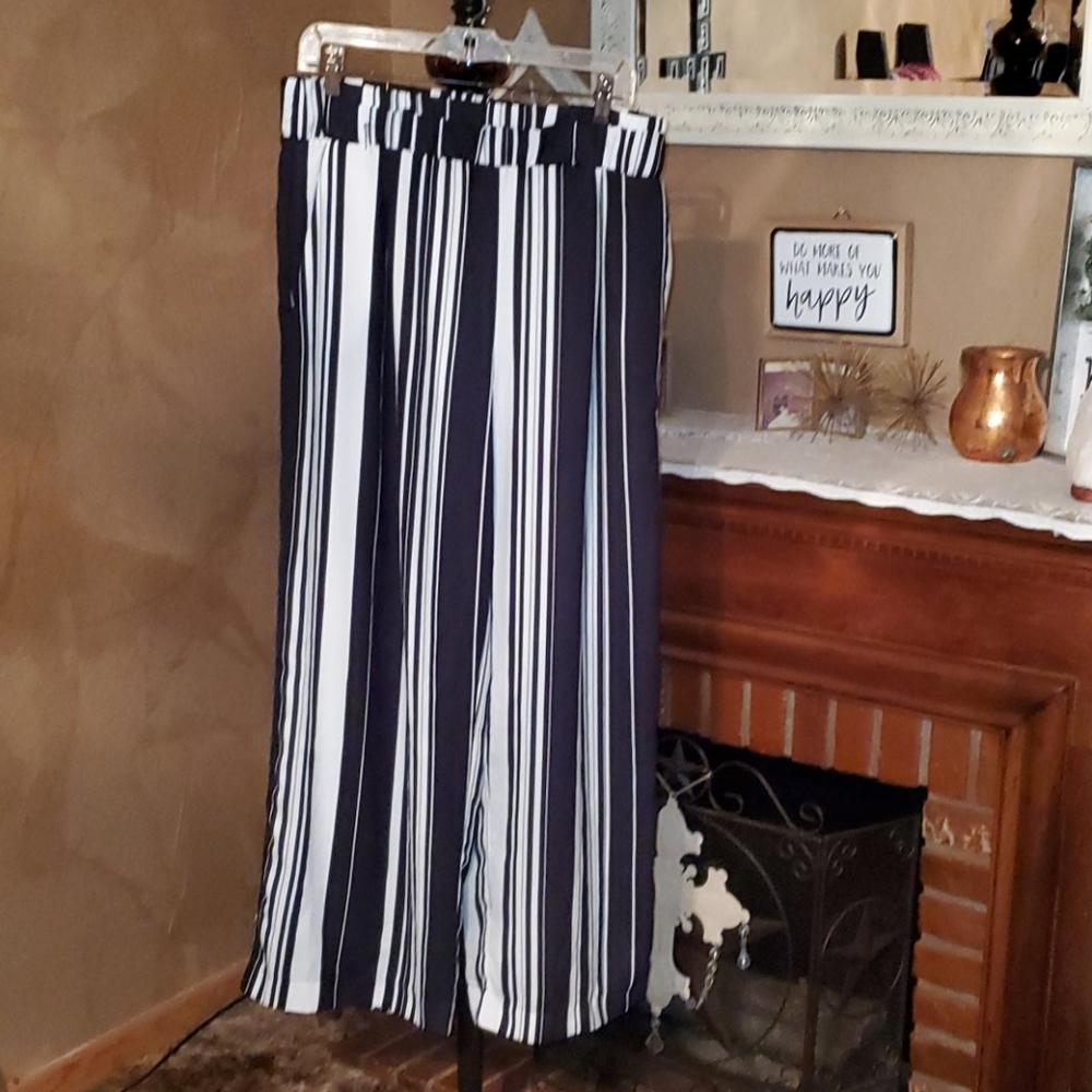 Black and white striped pants